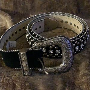 Guess black suede studded rhinestone belt